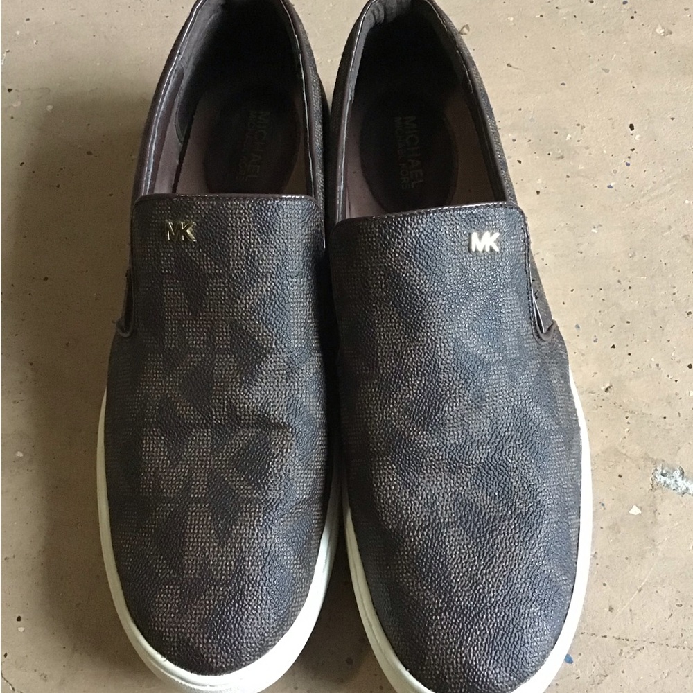 MICHAEL Michael Kors (MK Logo) Keaton Dark Brown Slip-On Sneakers